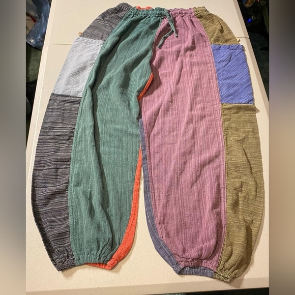 Harem Pantd Multicolor Patchwork Women's One Size Fits Most OS Drawstring  EUC - Picture 4 of 7